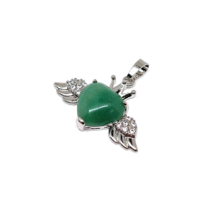  Szív medál fém szárny Aventurin 3,5x2cm medál