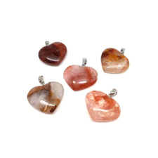  Szív medál Hematoid kvarc vörös 2,5-3cm (MDG) medál