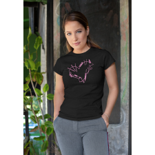  Szív mintás fekete póló egyedi ajándék