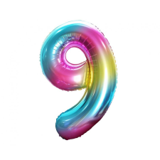 Szivárvány Rainbow 9-es szám fólia lufi 85 cm party kellék