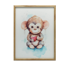 SZÍVES MAJOM VÁSZFESTÉS FALRA KERET NÉLKÜL 70x100 CM grafika, keretezett kép