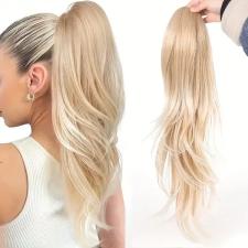  Szőke Hullámos Csatos Póthaj Copfhoz és Lófarokhoz - 50 cm póthaj