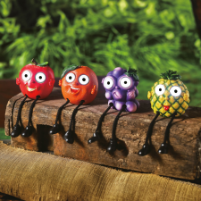  Szolár gyümölcsök lábbal - 4 féle - 2 fehér LED - 8 x 17 cm kültéri világítás