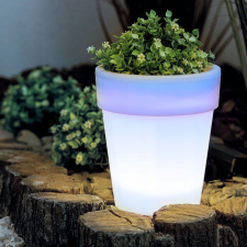 Szolár virágcserép - 4 hidegfehér LED - 16,5 x 19 cm kültéri világítás