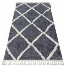 Szőnyeg BERBER CROSS B5950 szürke / fehér Rojt shaggy bozontos 200x290 cm lakástextília