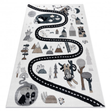 Szőnyeg FUN Route gyerekeknek, utca, állatok krém 180x270 cm lakástextília