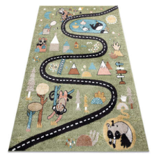 Szőnyeg FUN Route gyerekeknek, utca, állatok zöld 80x150 cm lakástextília