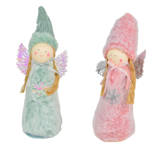  Szőrös angyal glitteres szárnnyal M18cm dekorációs kellék