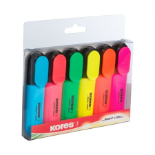 Szövegkiemelő készlet, 0,5-5 mm, KORES, 6 különböző szín filctoll, marker