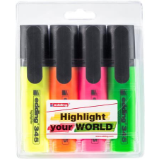 Szövegkiemelő készlet, 2-5 mm, EDDING "345", 4 külnböző szín filctoll, marker