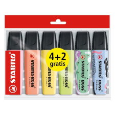 Szövegkiemelő STABILO Boss pasztell 4+2 db/készlet filctoll, marker