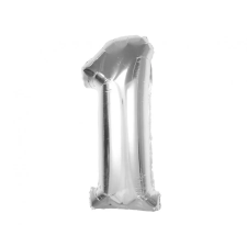 Születésnap Ezüst 1-es Silver szám fólia lufi 92 cm party kellék