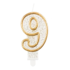 Születésnap Gold, Arany csillámos számgyertya, tortagyertya 9-es