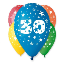 Születésnap Happy Birthday 30 Star léggömb, lufi 5 db-os 12 inch (30cm) party kellék