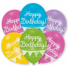 Születésnap Happy Birthday Bunting léggömb, lufi 6 db-os 11 inch (27,5cm) party kellék