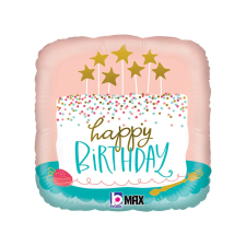 Születésnap Happy Birthday Confetti Cake fólia lufi 46 cm party kellék