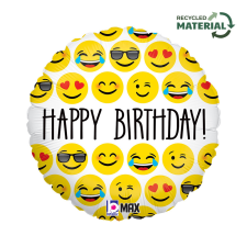 Születésnap Happy Birthday Emoji fólia lufi 46 cm party kellék