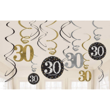 Születésnap Happy Birthday Gold 30 Szalag dekoráció 12 db-os szett party kellék