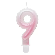 Születésnap White-Pink Ombre, Fehér-Rózsaszín számgyertya, tortagyertya 9-es party kellék