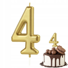 SZÜLETÉSNAPI GYERTYA SZÁM 4 ARANY FÉM SZÁM SZÜLETÉSNAPI BULIRA party kellék