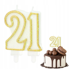 SZÜLETÉSNAPI GYERTYA SZÁMA 21 ARANY FÉM SZÁM SZÜLETÉSNAPI BULIRA party kellék