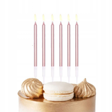 SZÜLETÉSNAPI GYERTYÁK HOSSZÚ 13 CM RÓZSASZÍN SZÜLETÉSNAPI PARTYRA 6 DB party kellék