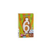  Születésnapi számgyertya dobozos &quot;6&quot; fehér 7 cm party kellék