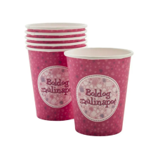  Szülinapi papír pohár 6 darabos - 250 ml, pink party kellék