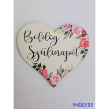  Szülinapos tábla virágos mintával 7x7,7cm - szív dekorációs kellék