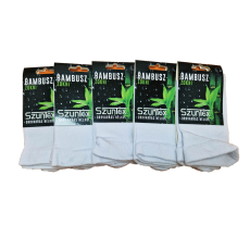 SZUNTEX bambusz gumi nélküli zokni fehér színben 5 PÁR 39-40