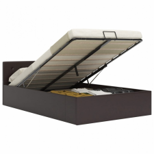  Szürke műbőr ágykeret hidraulikus ágyneműtartóval 160 x 200 cm ágy és ágykellék