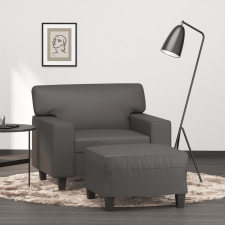 Szürke műbőr kanapéfotel lábtartóval 60 cm bútor