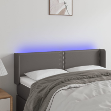  Szürke műbőr LED-es fejtámla szárnyakkal 147x16x78/88 cm ágy és ágykellék