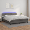  szürke műbőr rugós ágy matraccal és LED-del 160x200 cm