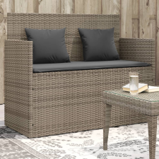  szürke polyrattan akácfa kerti pad párnával kerti bútor