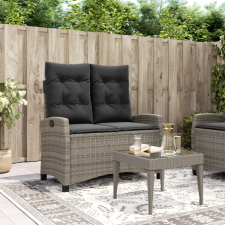 szürke polyrattan dönthető kerti pad párnával kerti bútor