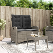 szürke polyrattan dönthető kerti pad párnával kerti bútor