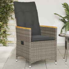  szürke polyrattan dönthető kerti szék párnákkal kerti bútor