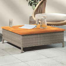 szürke polyrattan és akácfa kerti asztal 70 x 70 x 25 cm kerti bútor