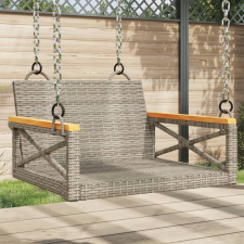  Szürke polyrattan hintapad 63 x 62 x 40 cm hintaágy