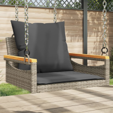 szürke polyrattan hintapad párnákkal 63 x 62 x 40 cm kerti bútor