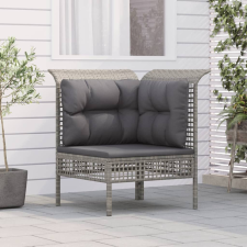  Szürke polyrattan kerti sarokkanapé párnával kerti bútor