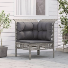  Szürke polyrattan kerti sarokkanapé párnával kerti bútor