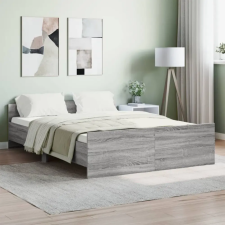  szürke sonoma színű ágykeret fej- és lábtámlával 140 x 190 cm ágy és ágykellék