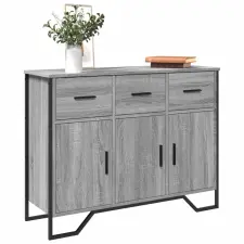  Szürke sonoma színű szerelt fa tálalószekrény 97x32,5x74,5 cm bútor