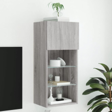 szürke sonoma színű TV-szekrény LED-lámpákkal 40,5x30x90 cm bútor