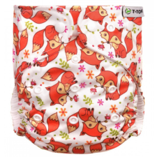 T-tomi mosható pelenka AIO patenttal + 2 db bambusz betét - rókák mosható pelenka