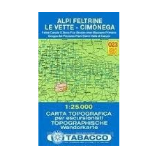 Tabacco 023. Alpi Feltrine - Cimònega - Le Vette turista térkép Tabacco 1: 25 000 térkép