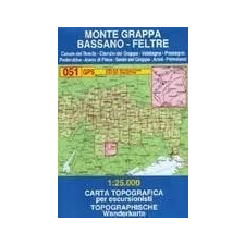 Tabacco 051. Monte Grappa / Bassano / Feltre turista térkép Tabacco 1: 25 000 térkép