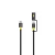 Tactical Stinger USB-C-USB-C töltő- és adatkábel LED lámpával, 1,5m, fekete-sárga